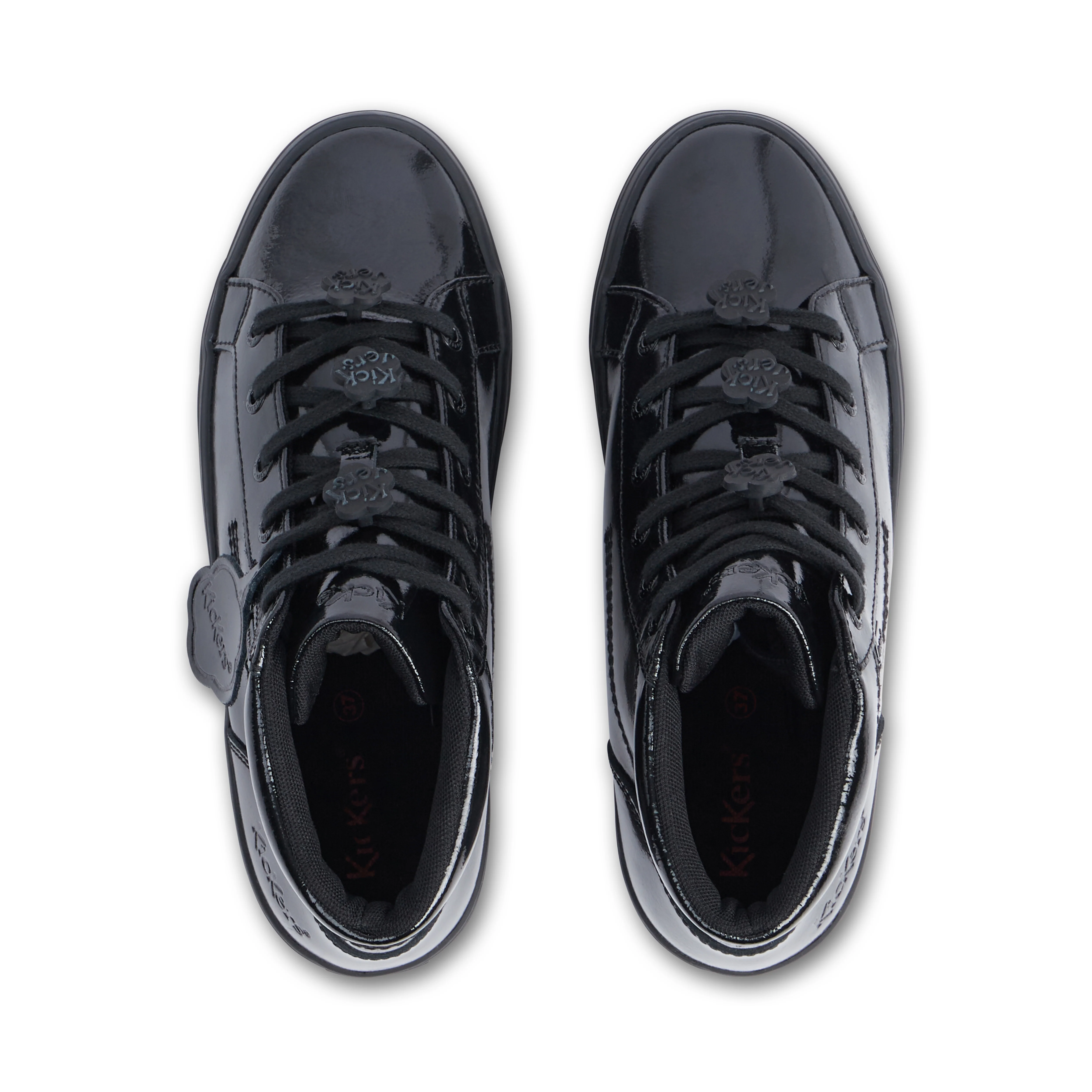 Youth Womens Tovni Stack Hi Flower Patent Leather Black - Image 4